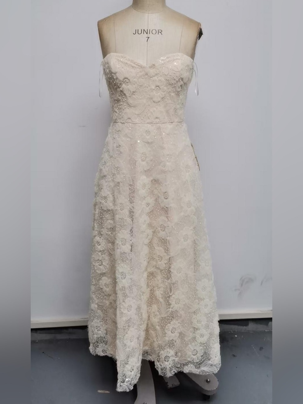 Vintage Strapless Lace Maxi Dress in Ivory exclusive